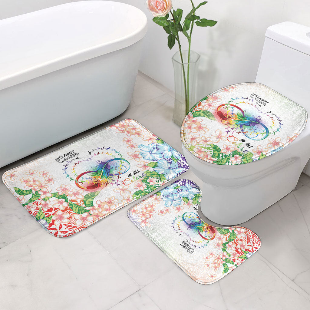 Fight Cancer In All Colors Bathroom Set Plumeria Mix Tapa Pattern