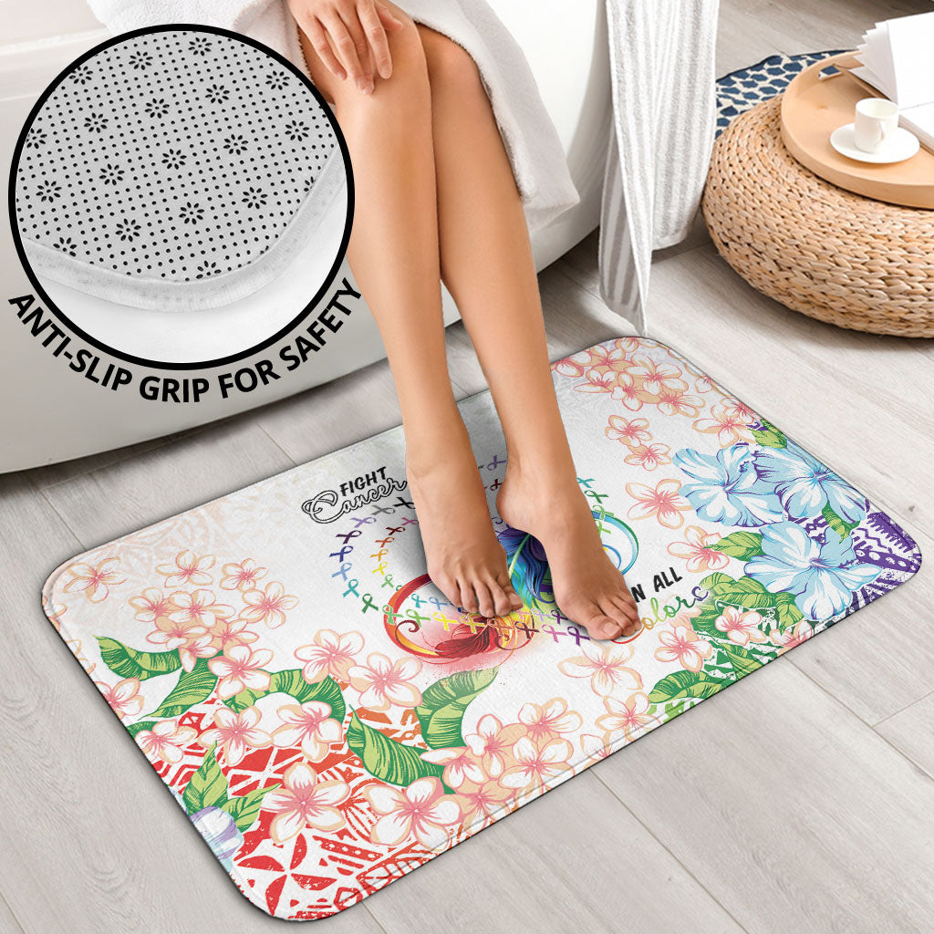 Fight Cancer In All Colors Bathroom Set Plumeria Mix Tapa Pattern