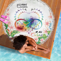 Fight Cancer In All Colors Beach Blanket Plumeria Mix Tapa Pattern