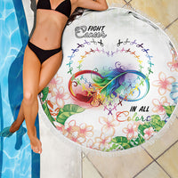 Fight Cancer In All Colors Beach Blanket Plumeria Mix Tapa Pattern