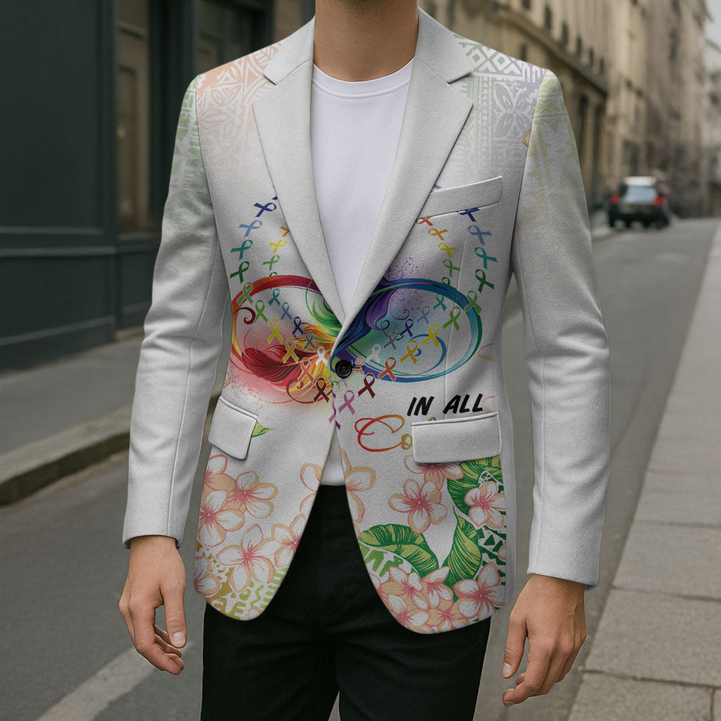 Fight Cancer In All Colors Blazer Plumeria Mix Tapa Pattern