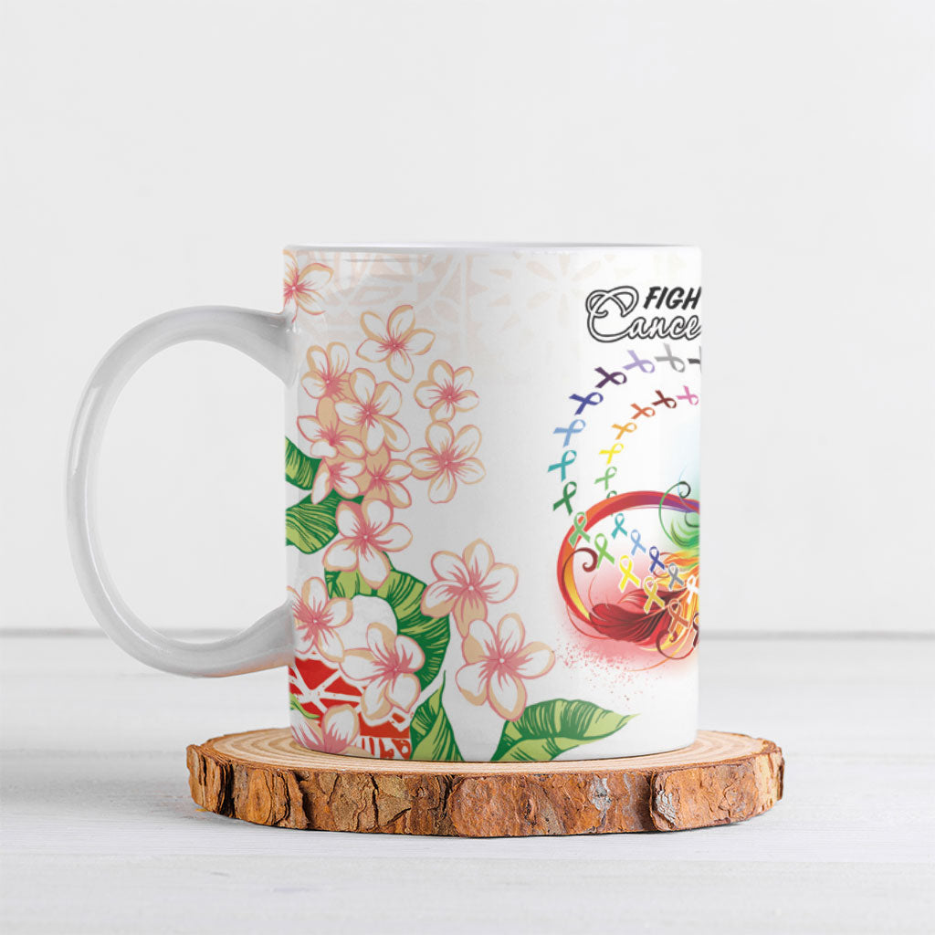 Fight Cancer In All Colors Ceramic Mug Plumeria Mix Tapa Pattern