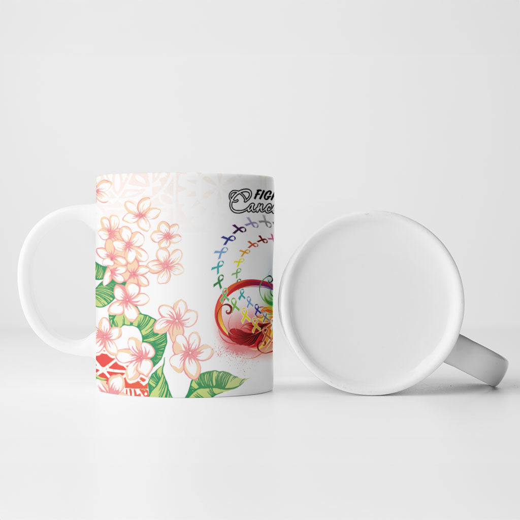 Fight Cancer In All Colors Ceramic Mug Plumeria Mix Tapa Pattern