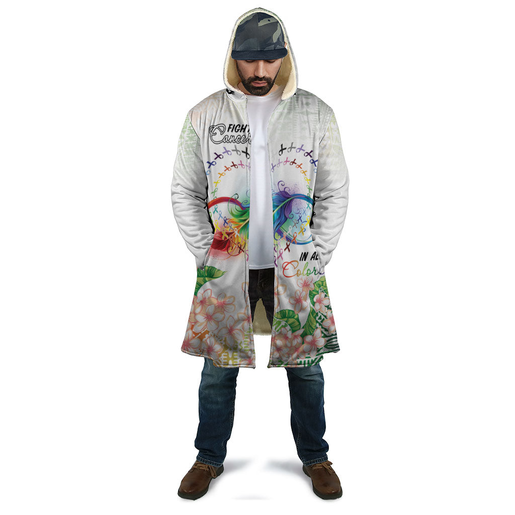 Fight Cancer In All Colors Cloak Plumeria Mix Tapa Pattern
