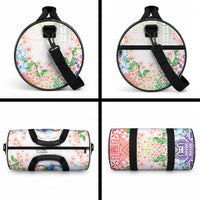 Fight Cancer In All Colors Duffle Bag Plumeria Mix Tapa Pattern