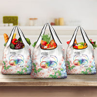 Fight Cancer In All Colors Grocery Bag Plumeria Mix Tapa Pattern