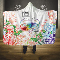 Fight Cancer In All Colors Hooded Blanket Plumeria Mix Tapa Pattern