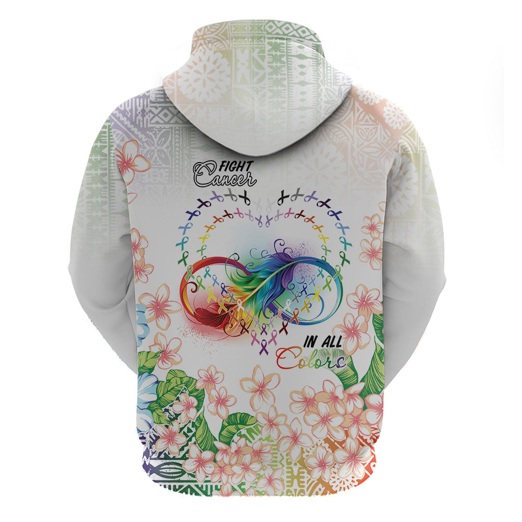 Fight Cancer In All Colors Hoodie Plumeria Mix Tapa Pattern