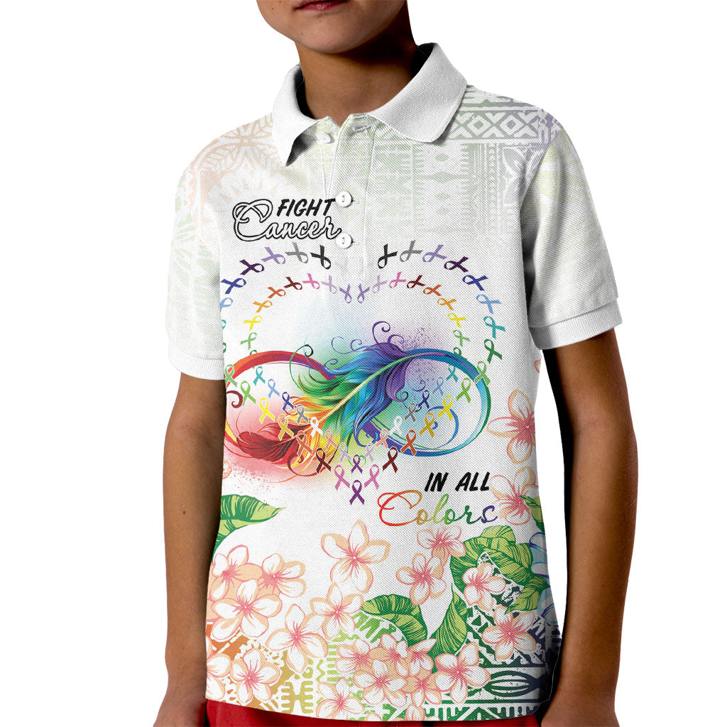 Fight Cancer In All Colors Kid Polo Shirt Plumeria Mix Tapa Pattern