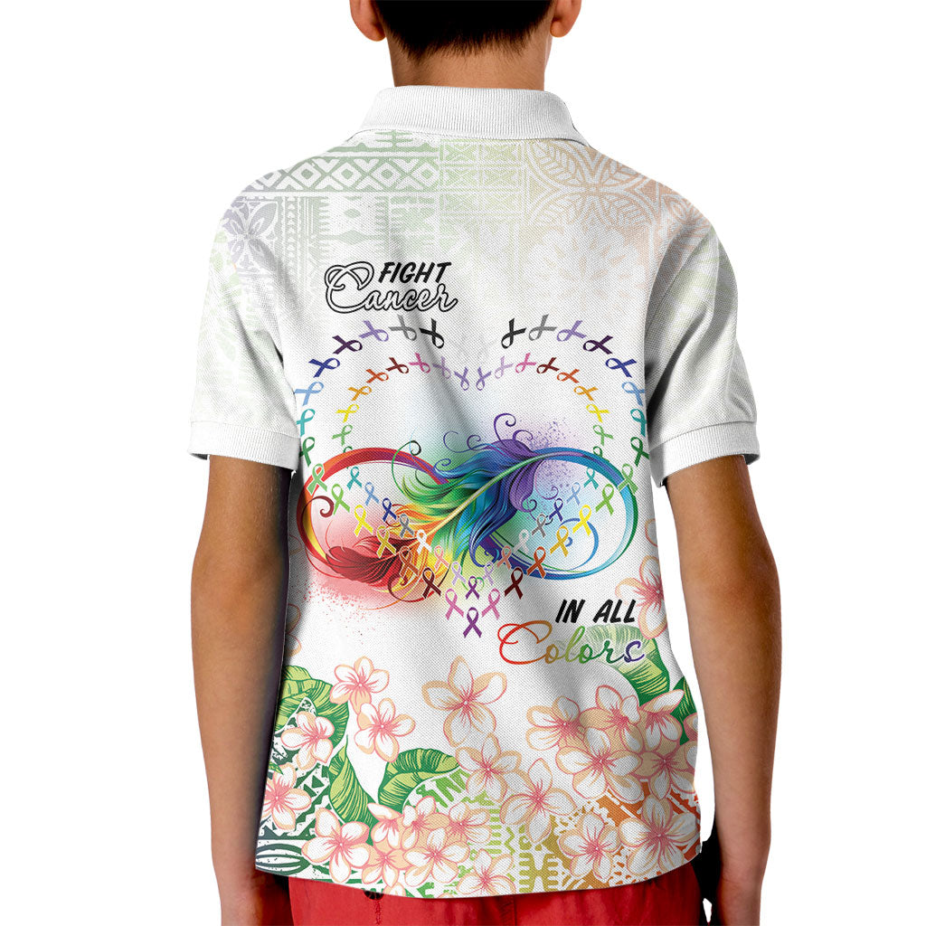 Fight Cancer In All Colors Kid Polo Shirt Plumeria Mix Tapa Pattern