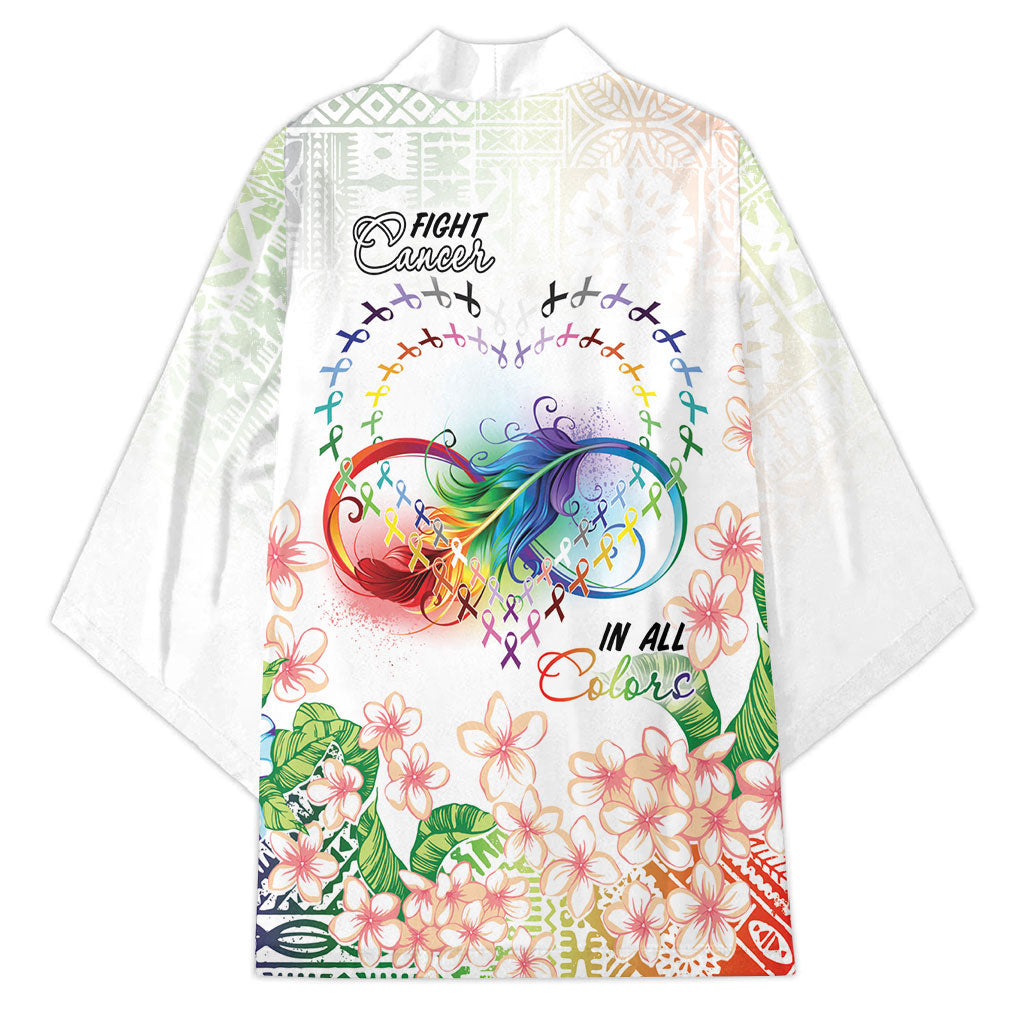 Fight Cancer In All Colors Kimono Plumeria Mix Tapa Pattern
