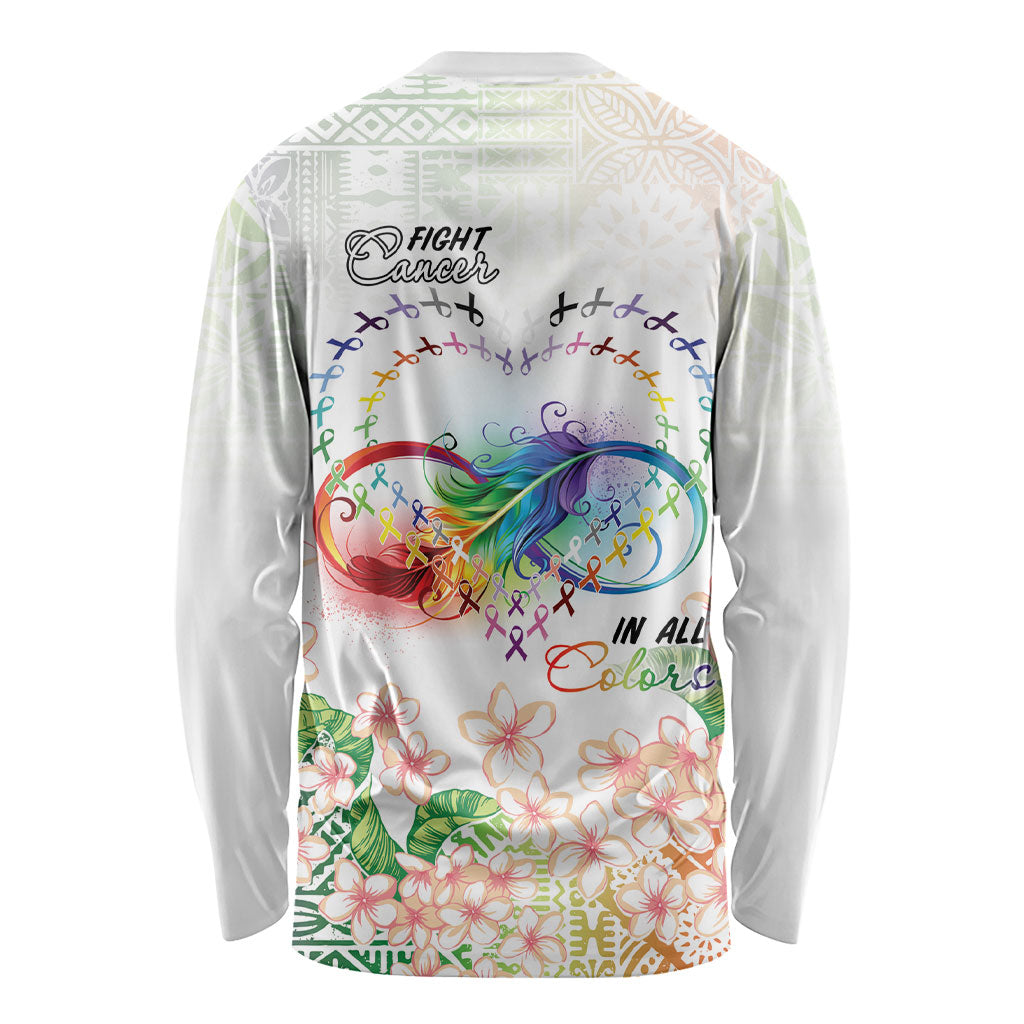 Fight Cancer In All Colors Long Sleeve Shirt Plumeria Mix Tapa Pattern