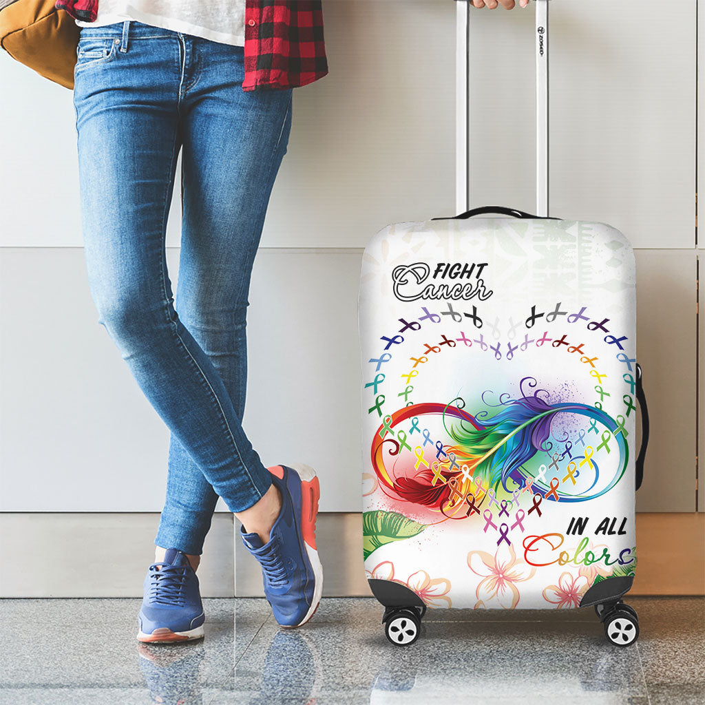 Fight Cancer In All Colors Luggage Cover Plumeria Mix Tapa Pattern