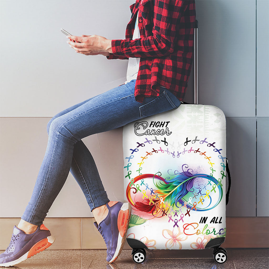 Fight Cancer In All Colors Luggage Cover Plumeria Mix Tapa Pattern