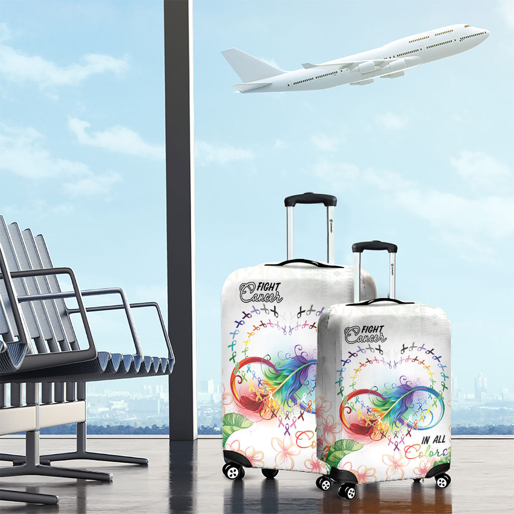 Fight Cancer In All Colors Luggage Cover Plumeria Mix Tapa Pattern