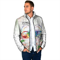Fight Cancer In All Colors Padded Jacket Plumeria Mix Tapa Pattern