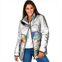 Fight Cancer In All Colors Padded Jacket Plumeria Mix Tapa Pattern