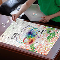 Fight Cancer In All Colors Puzzle Plumeria Mix Tapa Pattern