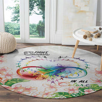 Fight Cancer In All Colors Round Carpet Plumeria Mix Tapa Pattern