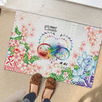 Fight Cancer In All Colors Rubber Doormat Plumeria Mix Tapa Pattern