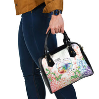 Fight Cancer In All Colors Shoulder Handbag Plumeria Mix Tapa Pattern