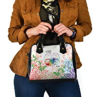 Fight Cancer In All Colors Shoulder Handbag Plumeria Mix Tapa Pattern