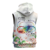 Fight Cancer In All Colors Sleeveless Hoodie Plumeria Mix Tapa Pattern