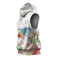 Fight Cancer In All Colors Sleeveless Hoodie Plumeria Mix Tapa Pattern
