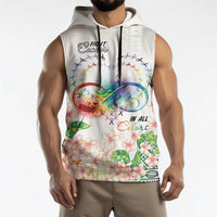 Fight Cancer In All Colors Sleeveless Hoodie Plumeria Mix Tapa Pattern