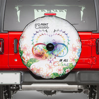 Fight Cancer In All Colors Spare Tire Cover Plumeria Mix Tapa Pattern