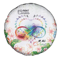 Fight Cancer In All Colors Spare Tire Cover Plumeria Mix Tapa Pattern