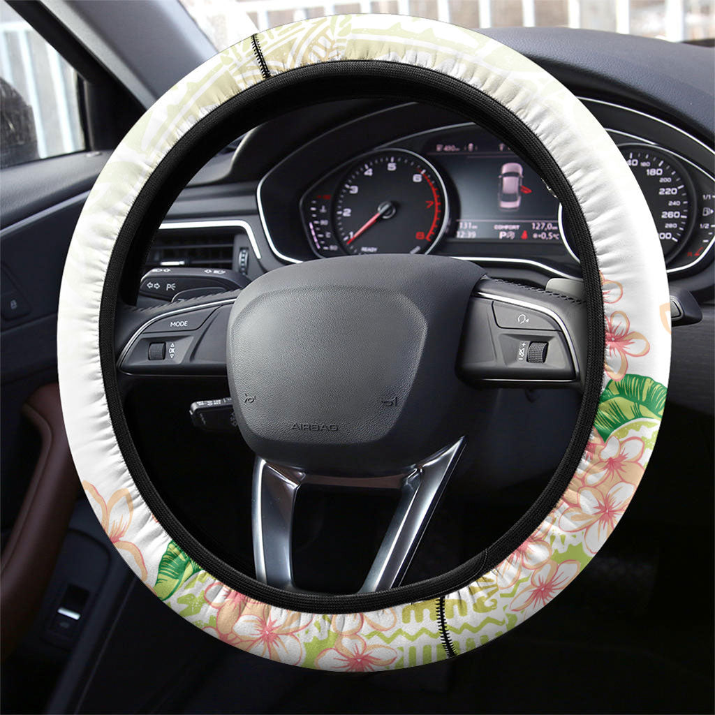 Fight Cancer In All Colors Steering Wheel Cover Plumeria Mix Tapa Pattern