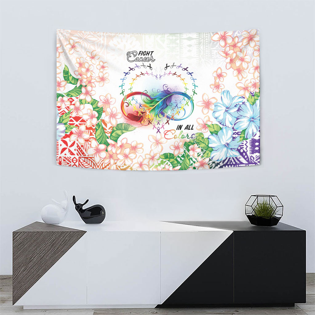 Fight Cancer In All Colors Tapestry Plumeria Mix Tapa Pattern
