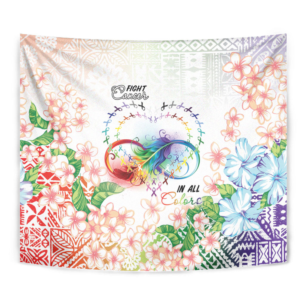 Fight Cancer In All Colors Tapestry Plumeria Mix Tapa Pattern