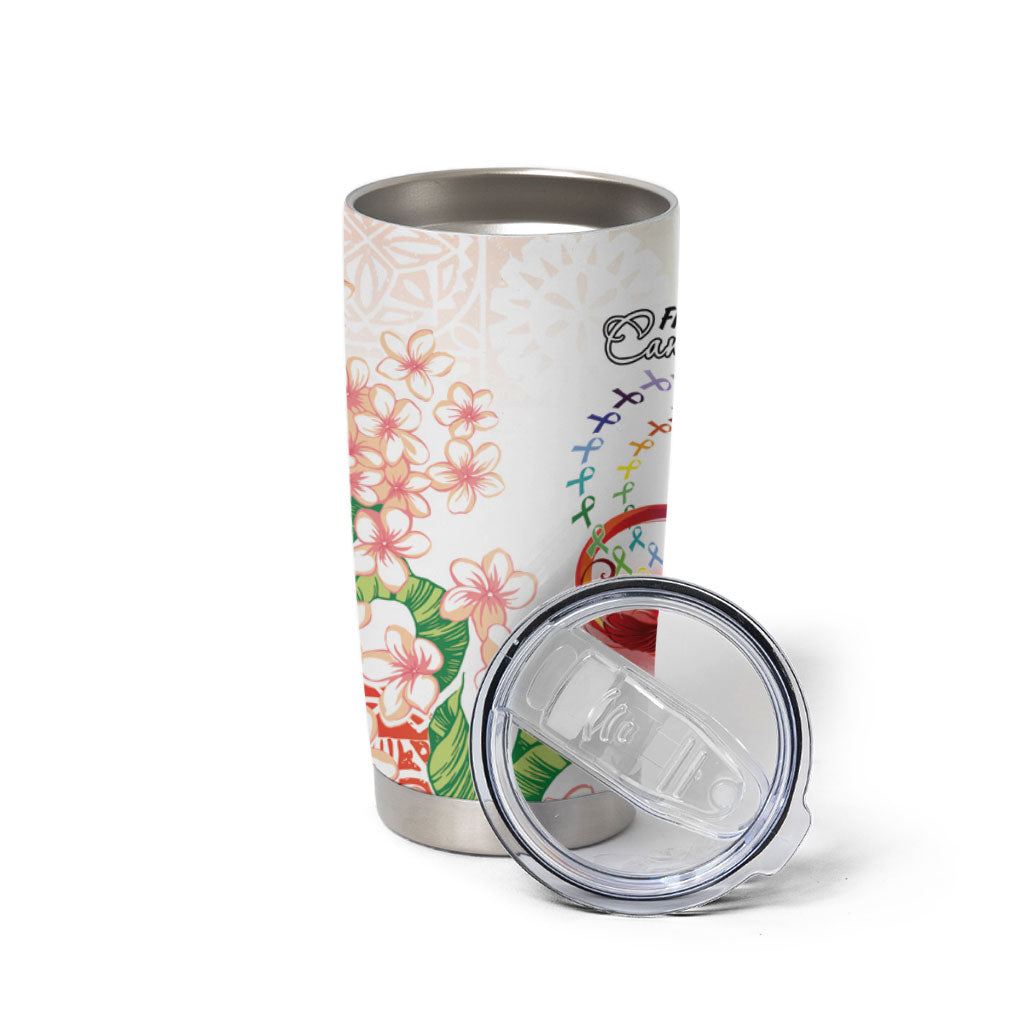 Fight Cancer In All Colors Tumbler Cup Plumeria Mix Tapa Pattern