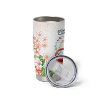 Fight Cancer In All Colors Tumbler Cup Plumeria Mix Tapa Pattern