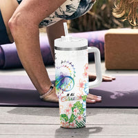 Fight Cancer In All Colors Tumbler With Handle Plumeria Mix Tapa Pattern