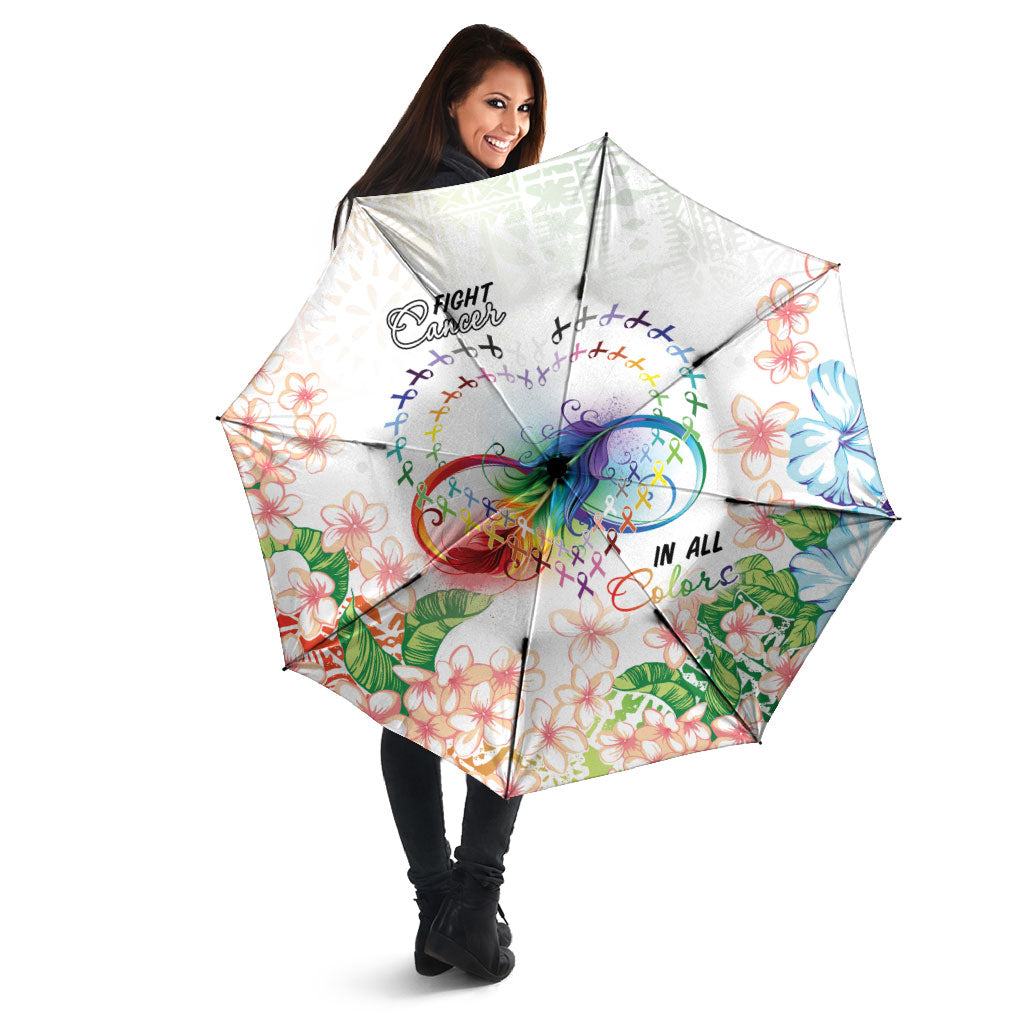 Fight Cancer In All Colors Umbrella Plumeria Mix Tapa Pattern