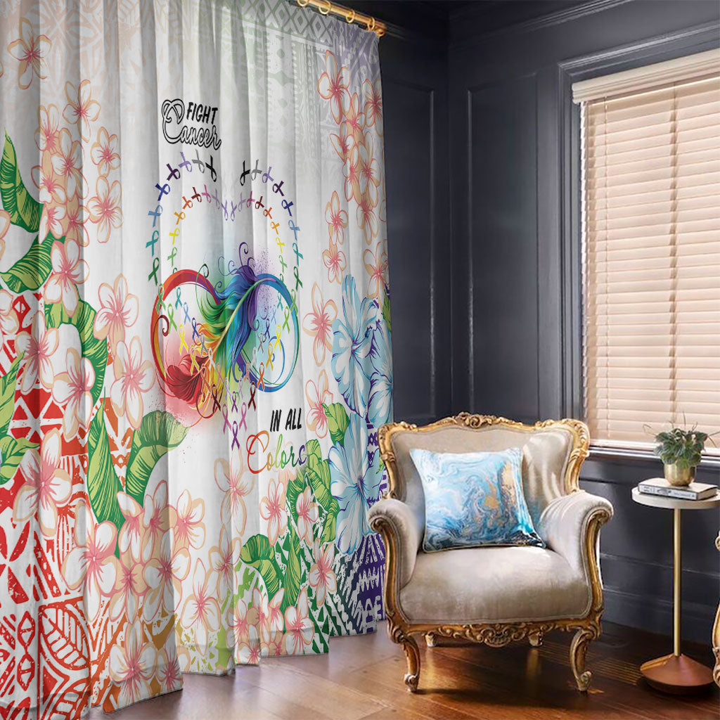 Fight Cancer In All Colors Window Curtain Plumeria Mix Tapa Pattern
