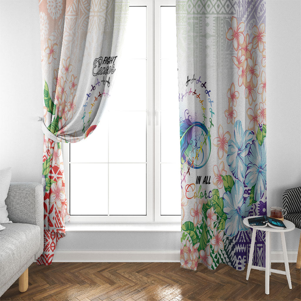 Fight Cancer In All Colors Window Curtain Plumeria Mix Tapa Pattern