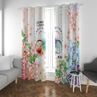 Fight Cancer In All Colors Window Curtain Plumeria Mix Tapa Pattern