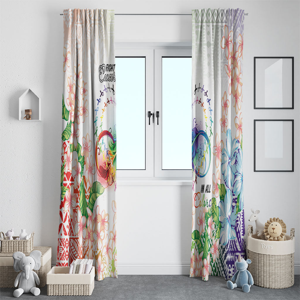 Fight Cancer In All Colors Window Curtain Plumeria Mix Tapa Pattern