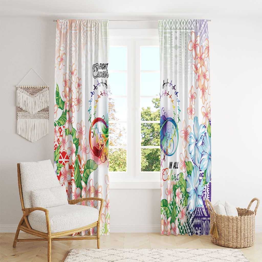 Fight Cancer In All Colors Window Curtain Plumeria Mix Tapa Pattern