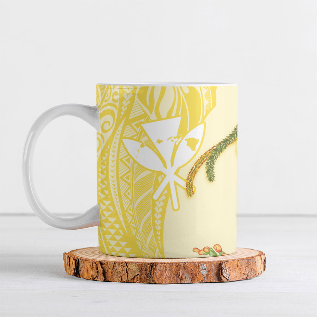 Aloha Hawaii Kanaka Makahiki Ceramic Mug Akua Loa - Festive Golden Sand LT7 Sandy Yellow - Polynesian Pride