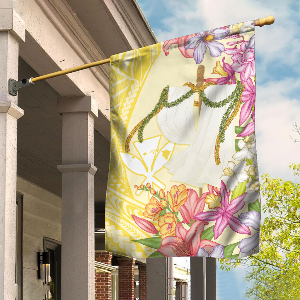 Aloha Hawaii Kanaka Makahiki Garden Flag Akua Loa - Festive Golden Sand LT7 House Flag Sandy Yellow - Polynesian Pride