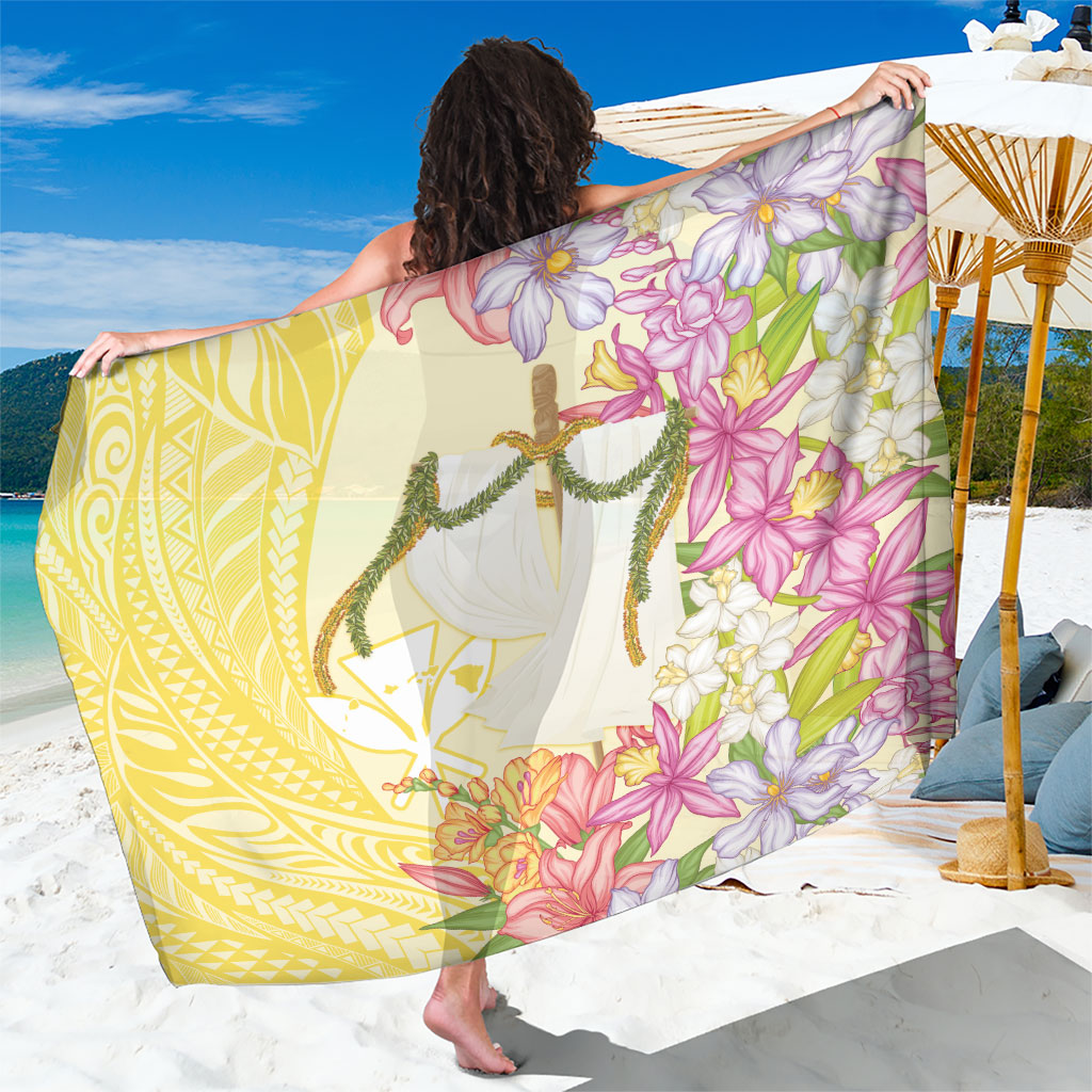 Aloha Hawaii Kanaka Makahiki Sarong Akua Loa - Festive Golden Sand LT7 One Size 44 x 66 inches Sandy Yellow - Polynesian Pride