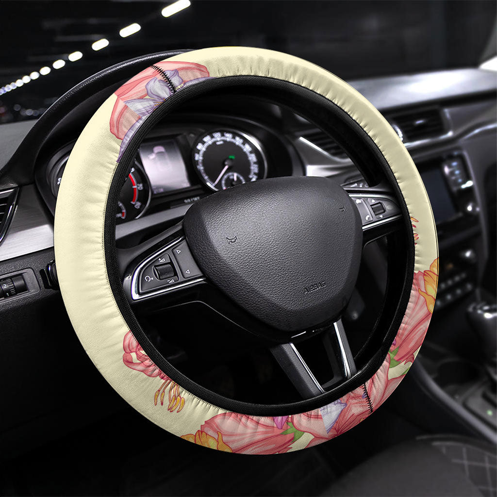 Aloha Hawaii Kanaka Makahiki Steering Wheel Cover Akua Loa - Festive Golden Sand LT7 Universal Fit Sandy Yellow - Polynesian Pride
