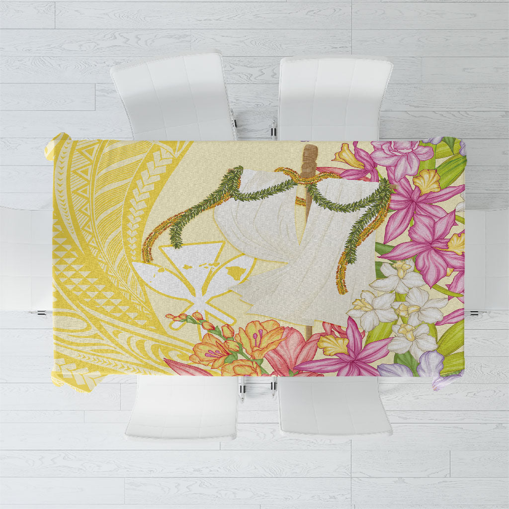 Aloha Hawaii Kanaka Makahiki Tablecloth Akua Loa - Festive Golden Sand LT7 Sandy Yellow - Polynesian Pride