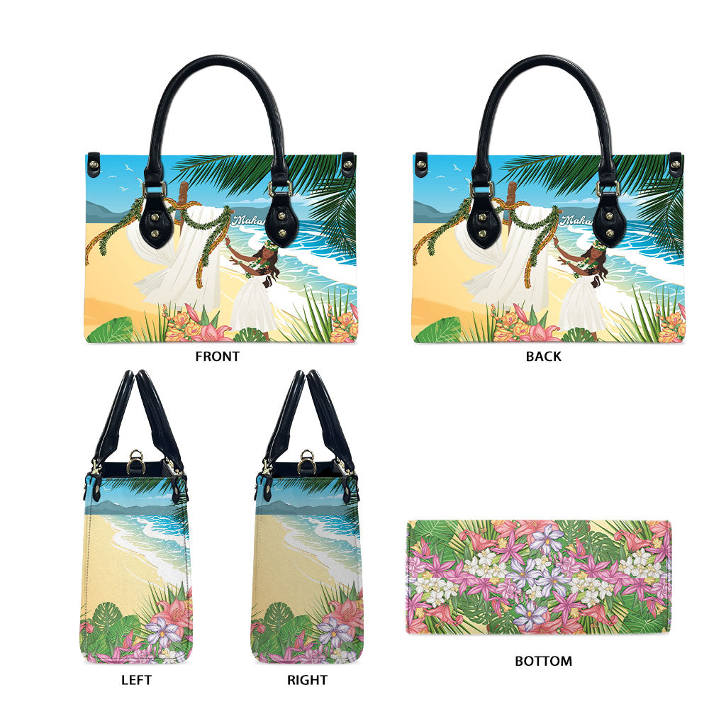 Aloha Hawaii Makahiki Hula Dance Leather Bag Beach Scenery LT7 - Polynesian Pride
