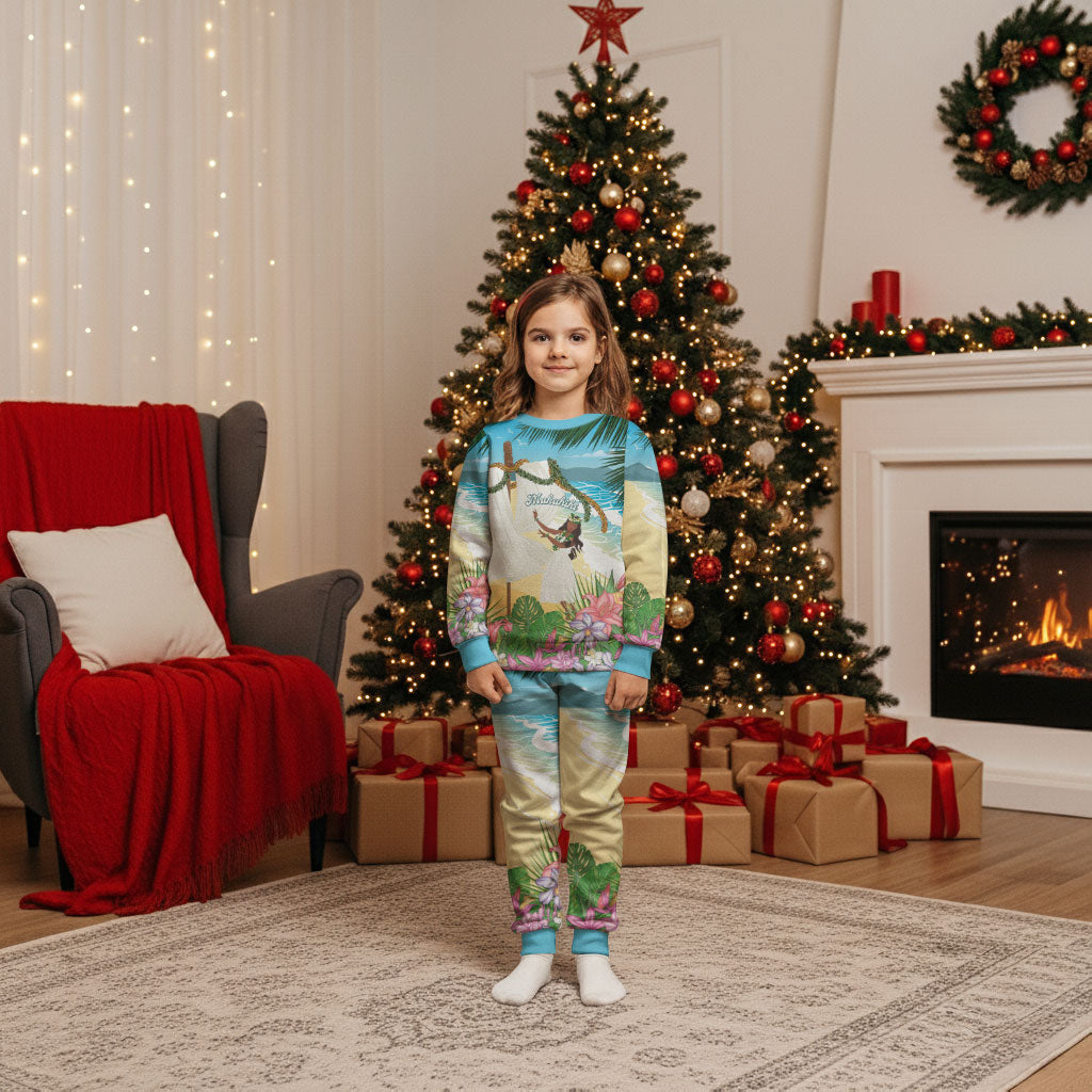Aloha Hawaii Makahiki Hula Dance Christmas Pajama Set Beach Scenery LT7 Kid Multicolor - Polynesian Pride